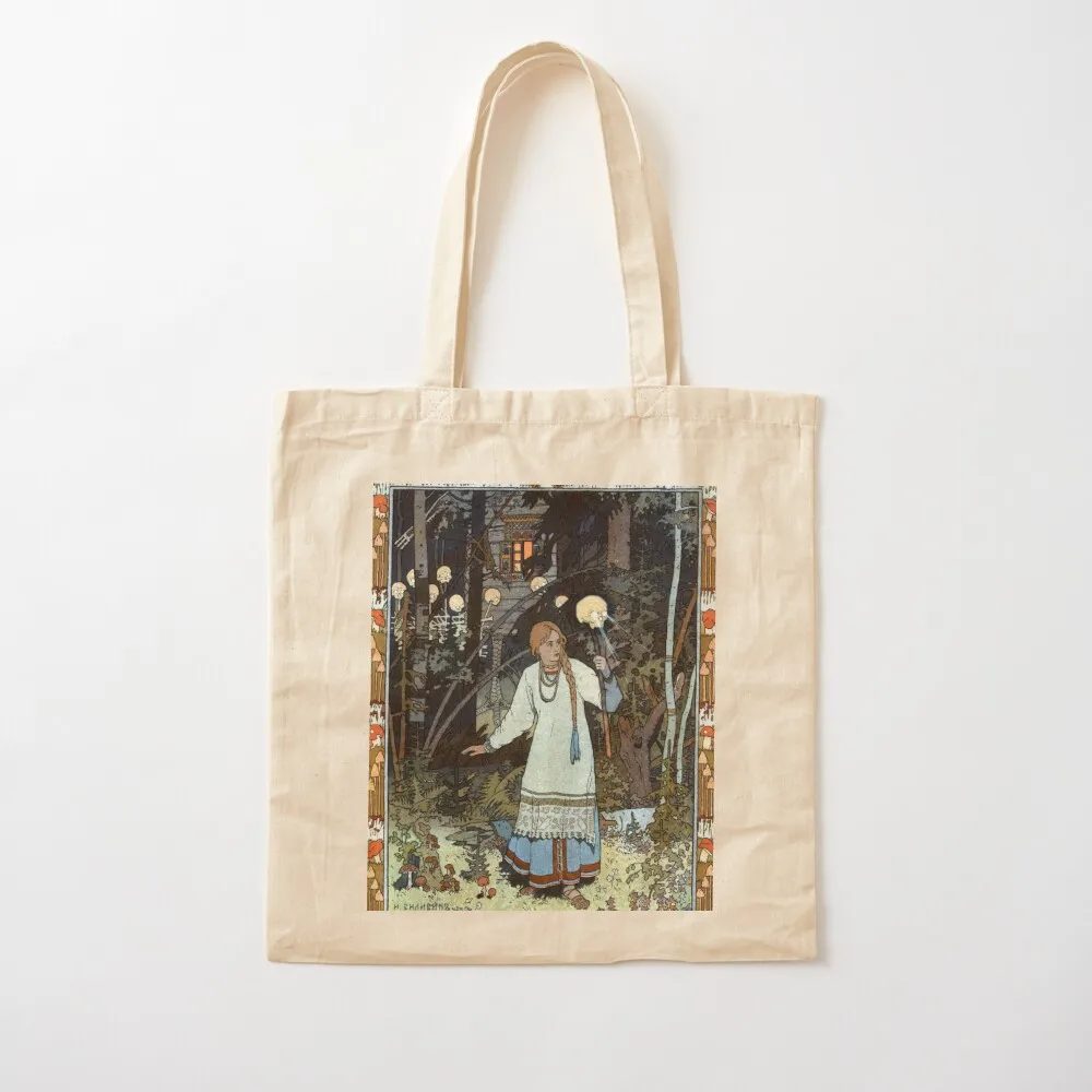 

Vasilisa the Beautiful at the Hut of Baba Yaga - Ivan Bilibin Tote Bag reusable grocery bags hand bag ladies Canvas Tote Bag