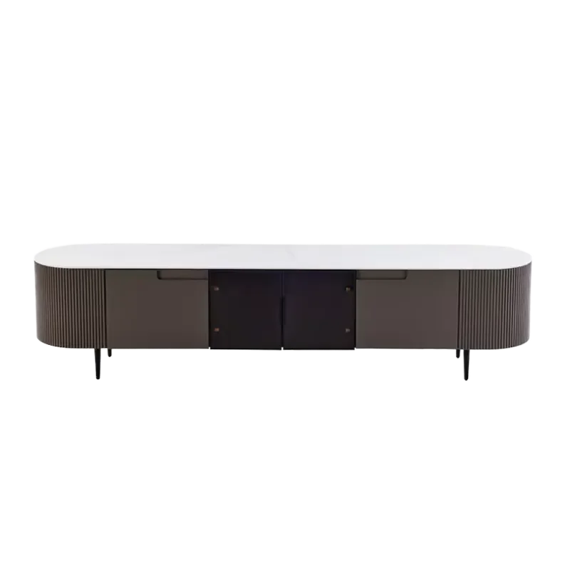 Modern TV Stand for Living Room Carbon Steel Tripod TV Table with Storage Shelves Home Entertainment Center Minimalist Design - view 2
