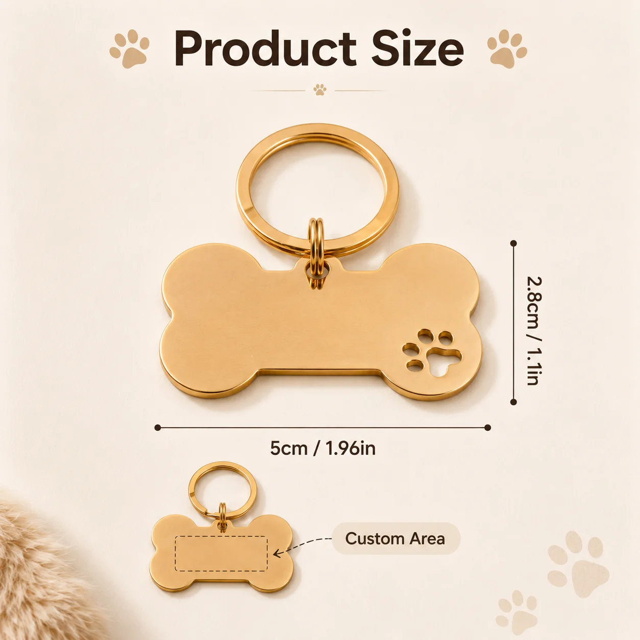 Personalized Double-sided Custom Dog Tag, Bone-shaped Anti-lost Dog Tag, Stainless Steel Laser Engraving, Custom Name Dog Tag