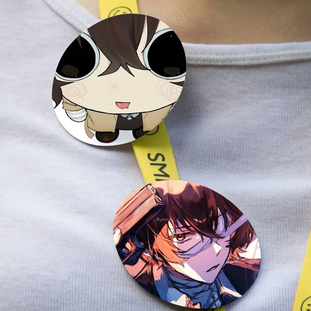 D-s-azai Os-samu Creative Round Button Pins Badge Set Cartoon Anime Movie Music Pattern Brooches