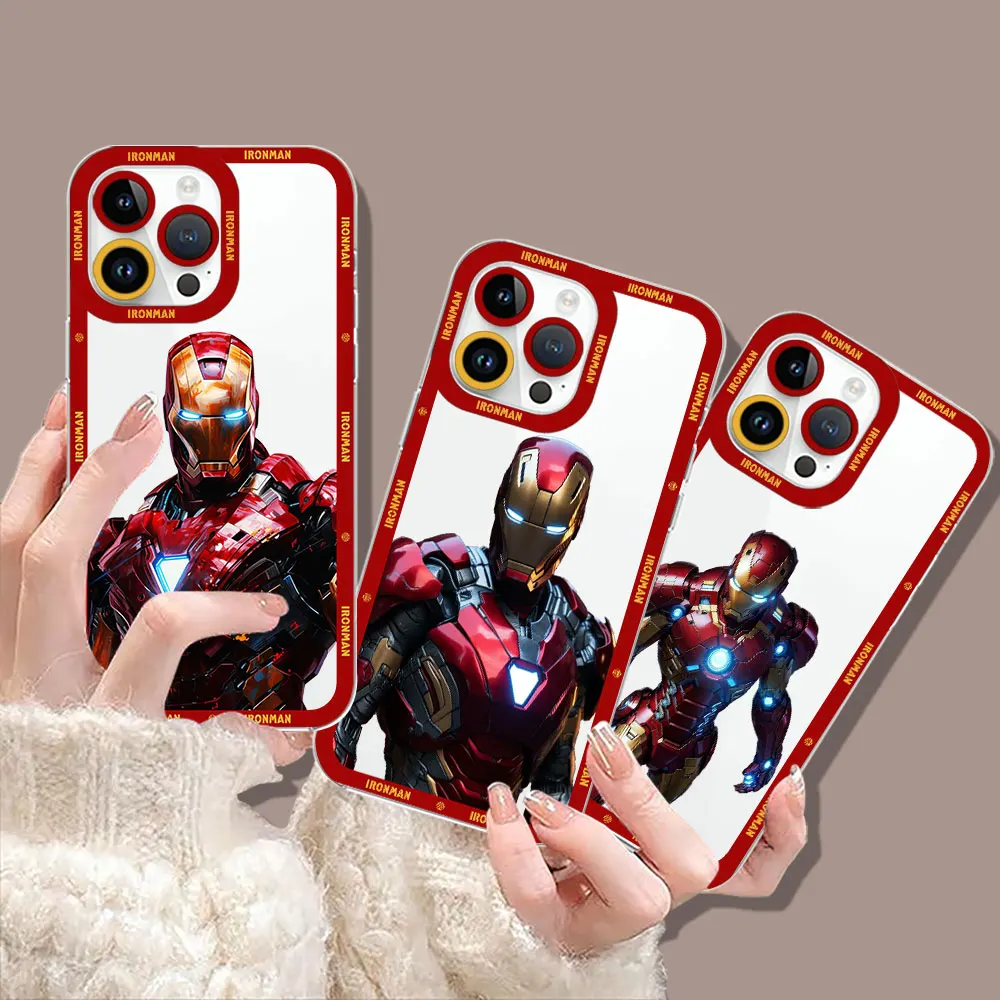 Avengers Marvel Hero Iron Man Phone Case For Apple iPhone 15 14 13 12 11 XS Pro Max 16 8 7 Plus X XR Transparent Cover Cqoue