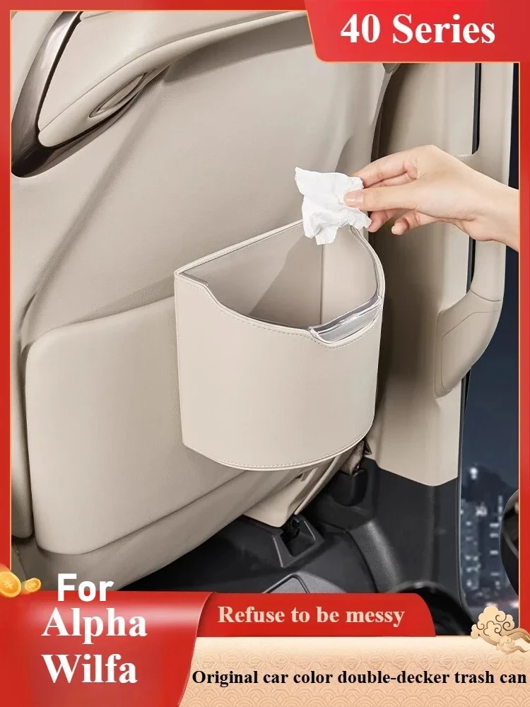 Good Quality New For 40 Series Alpha Verfa Car Leather Suspended Trash Can Seat Conversion Accessories