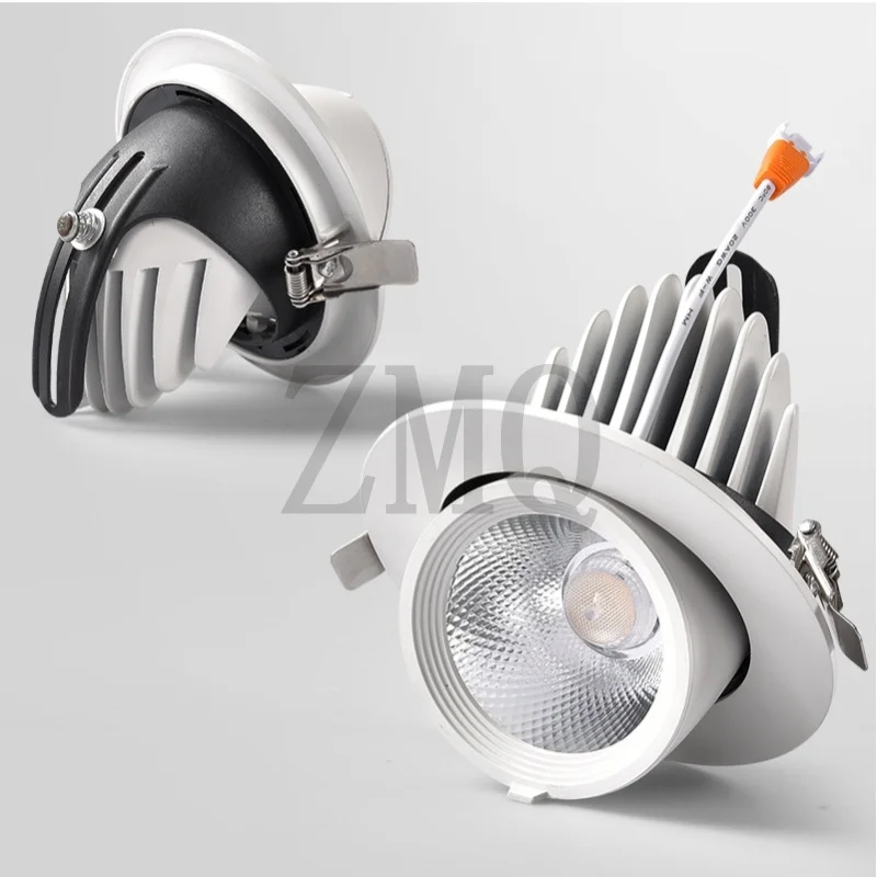 Led COB Downlight Recessed Light 360 Degree Adjustable Angle 10W 20W 30W 40W Spot Lamp Living Room Office Mall Bar AC110-240V