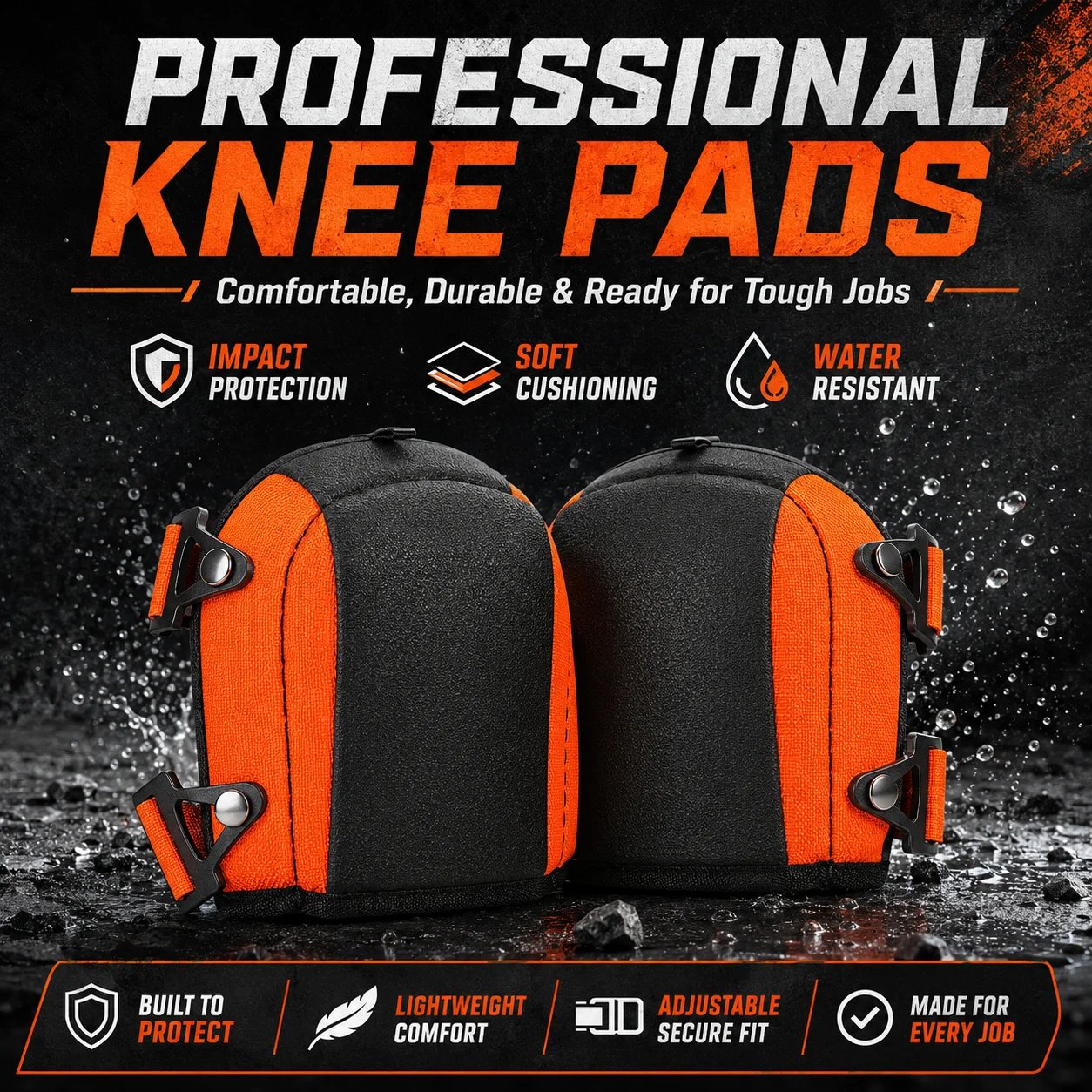 Garden Knee Pads for Adults, Oxford Cloth Soft Shell Work Kneepads with Foam Padding, Comfortable Cushion for Gardening Flooring