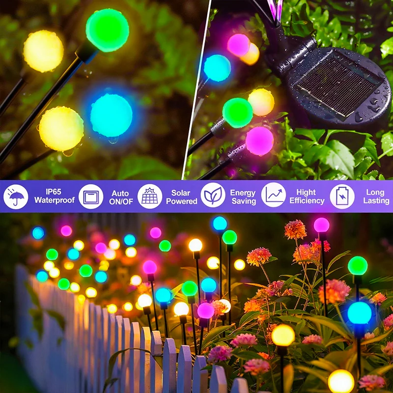 Solar Firefly Lights Outdoor Waterproof LED Solar Garden Lights for Yard Patio Landscape Outside Decorations Light