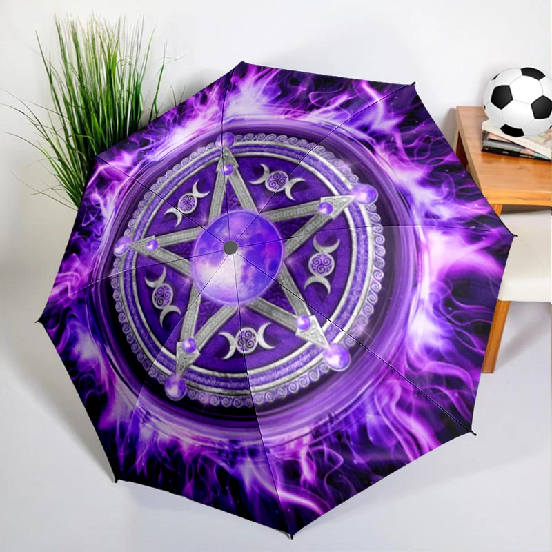 Witchcraft Pentagram Umbrella Automatic Open/close, Sturdy Iron Frame & 8-Rib Struct, Umbrella for Women & Men, Christmas Gifts