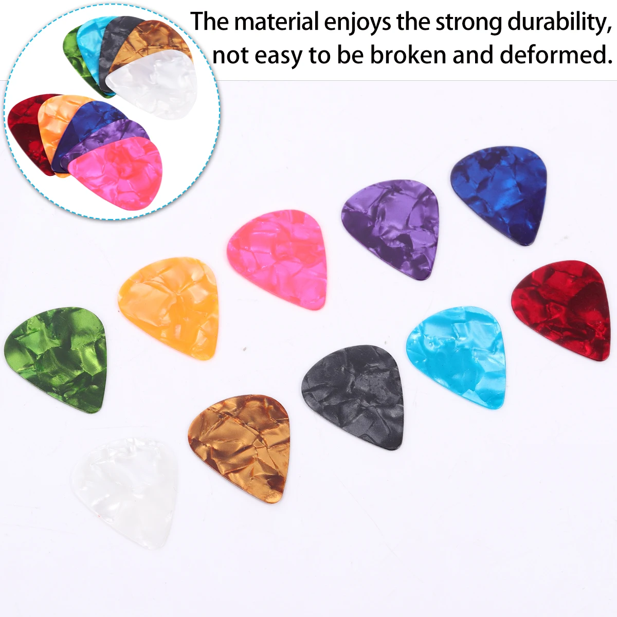 

50pcs Pvc Guitar Picks Celluloid Durable For Guitar Bass Ukulele Wide Design Comfortable Fit Finger Protection Instrument