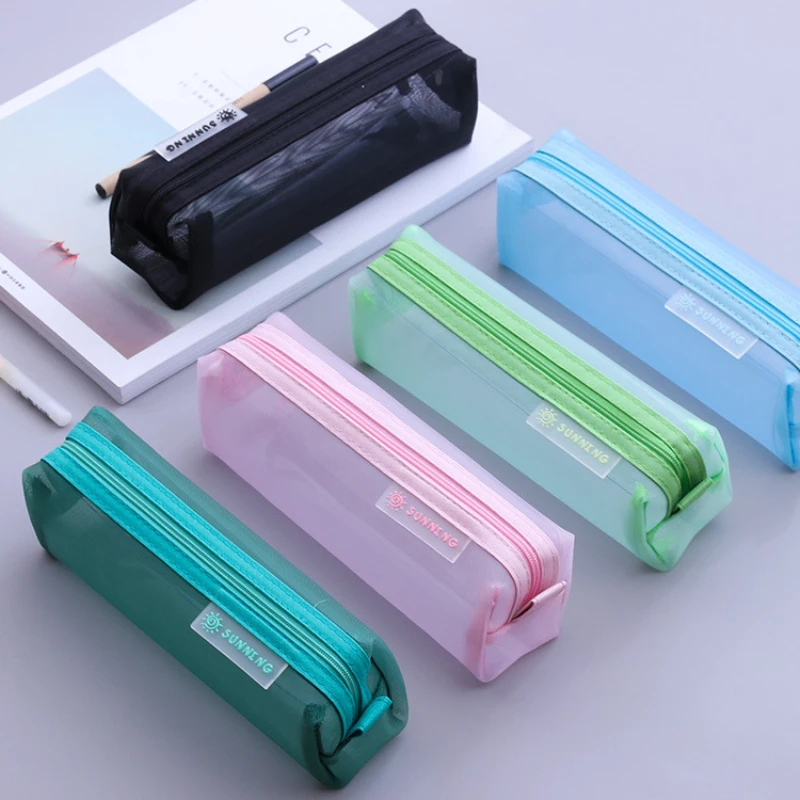 

Unisex Large Capacity Pencil Bag Transparent Stationery Pencil Case Student Examination Dedicated Pen Bag Pouch School Supplies