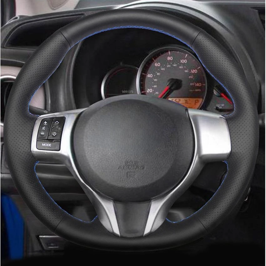 Black PU Artificial Leather Hand-stitched Car Steering Wheel Cover for Toyota Yaris 2012 2013 2014 2015 2016 2017 2018