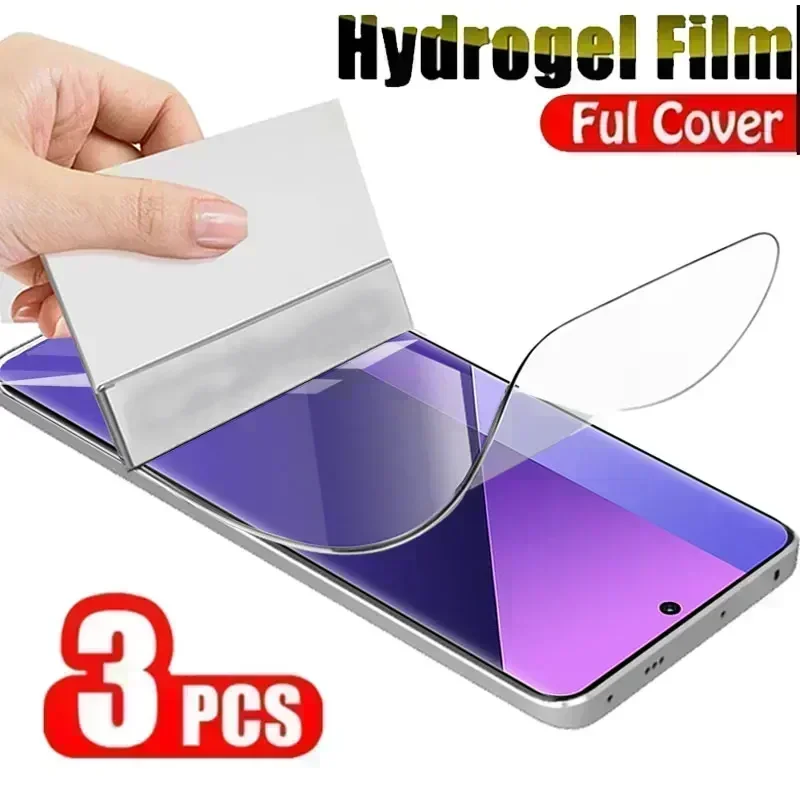 3PCS Hydrogel Film for Xiaomi Redmi Note 13 12 11 Pro Plus 10 9 8 11S 12S 10S Screen Protectors for Redmi 13C 12C 12 10C 10A