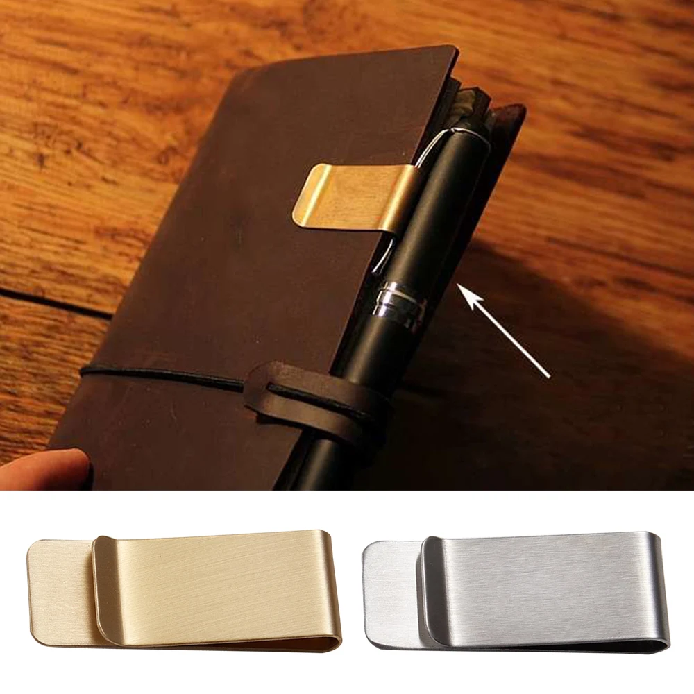 Portable Pen Holder Stainless Steel Ticket Folder High Quality Metal Clip For Note Book Multifunction Pen Clip Office Stationery