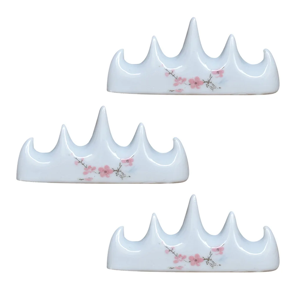 

3Pcs Multifunctional Pen Holder Exquisite Ceramic Brush Pen Rest Simple Design for Calligraphy and Drawing Tools