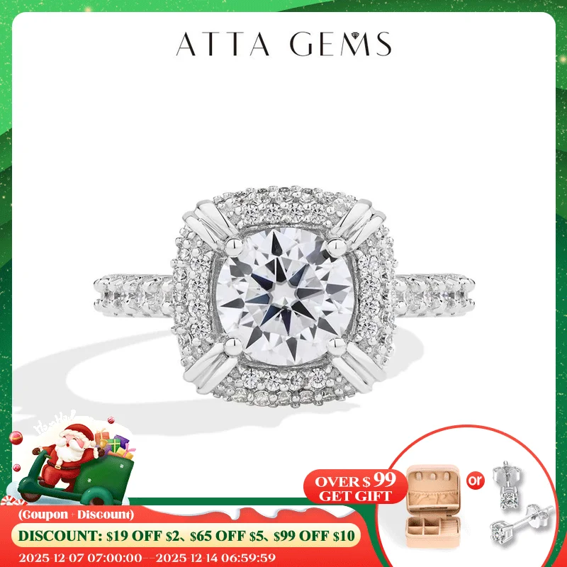 

ATTAGEMS Eternity Full Moissanite Ring D VVS1 1.5CT Round Cut S925 Sterling Silver 18K Gold for Women Engagement Wedding Jewelry