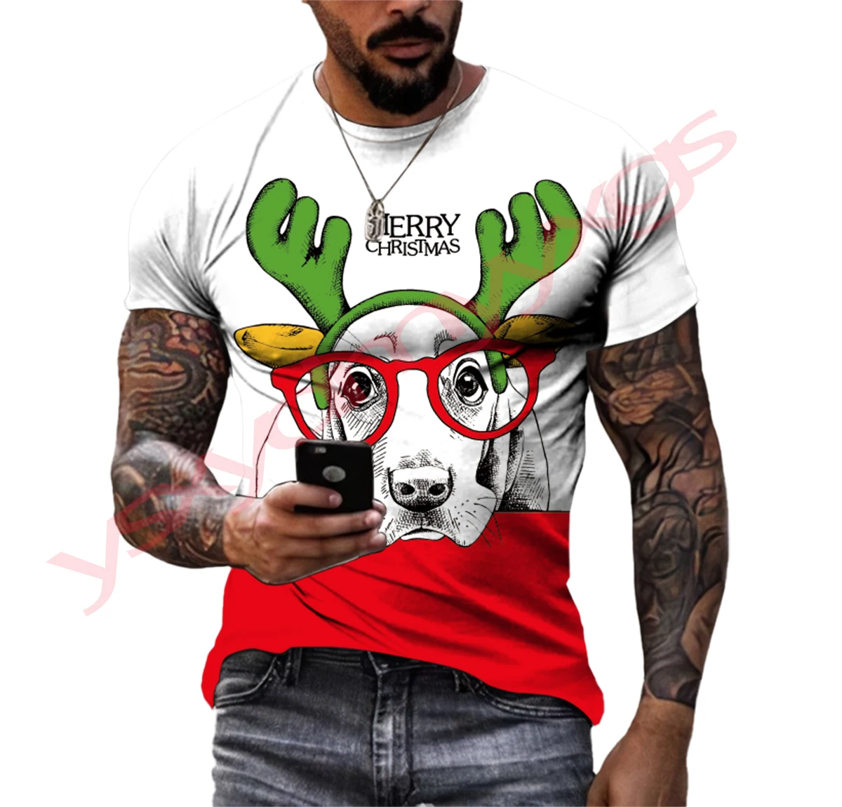 Summer Christmas Legend Pattern  Men's T-shirt Hip Hop 3D Print Personality   Neck Short Sleeve  Fashion Clothes