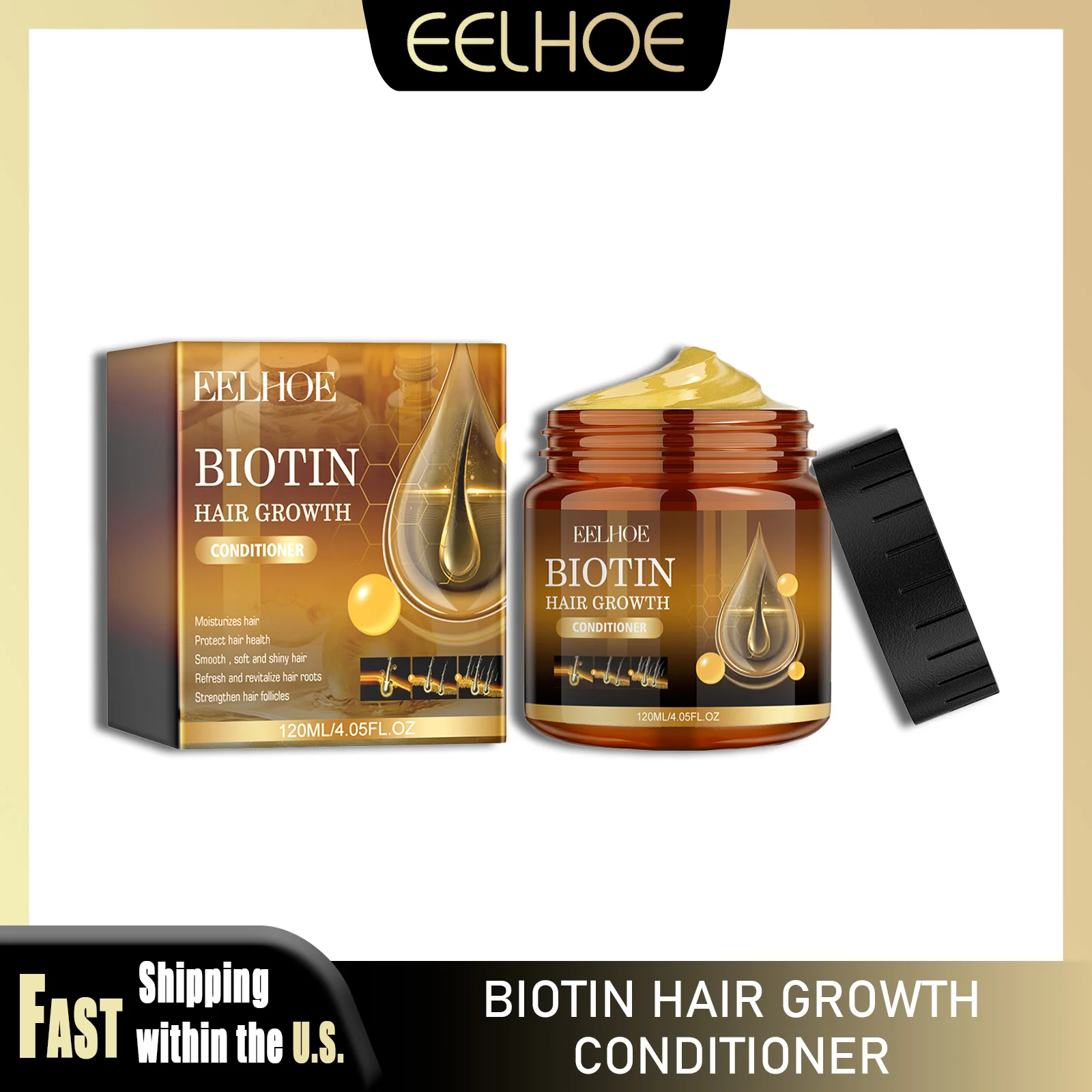 

EELHOE 120 мл биотинный кондиционер для укрепления корней волос, питательный натуральный лечебный крем для уменьшения вьющихся волос, разглаживающий крем для ухода