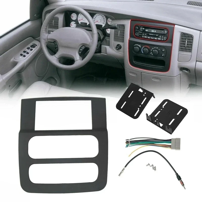 

New-2 Din Car Stereo Radio Panel Frame DVD Panel Audio Mounting Dash Kit Adapter For Dodge Ram 2002-2005