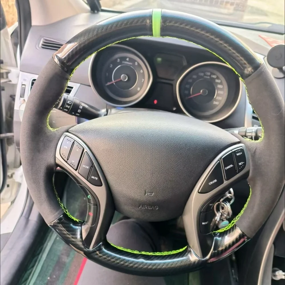 DIY pokrowiec na kierownicę samochodu zamszowa skóra dla Hyundai Elantra 2011-2016 Avante i30 2012-2016 kierownica wnętrze samochodu