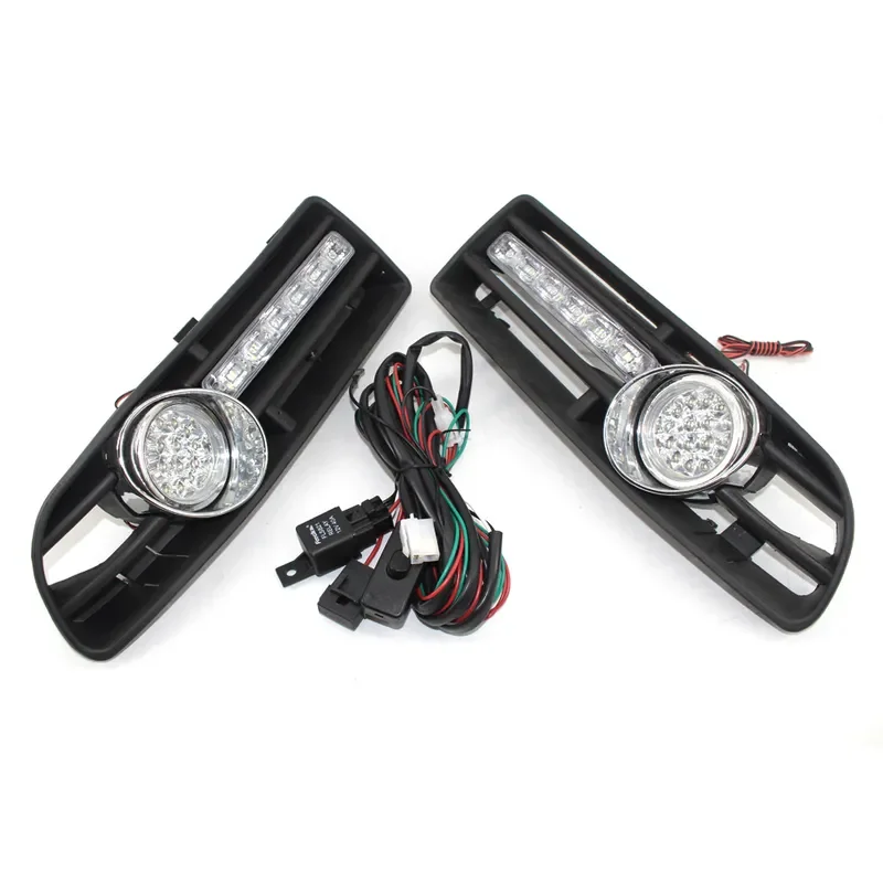 For 99-05 Bora Jetta Modified Small Harpoon Daytime Running Light White Fog Light Kit Grille Lower Net