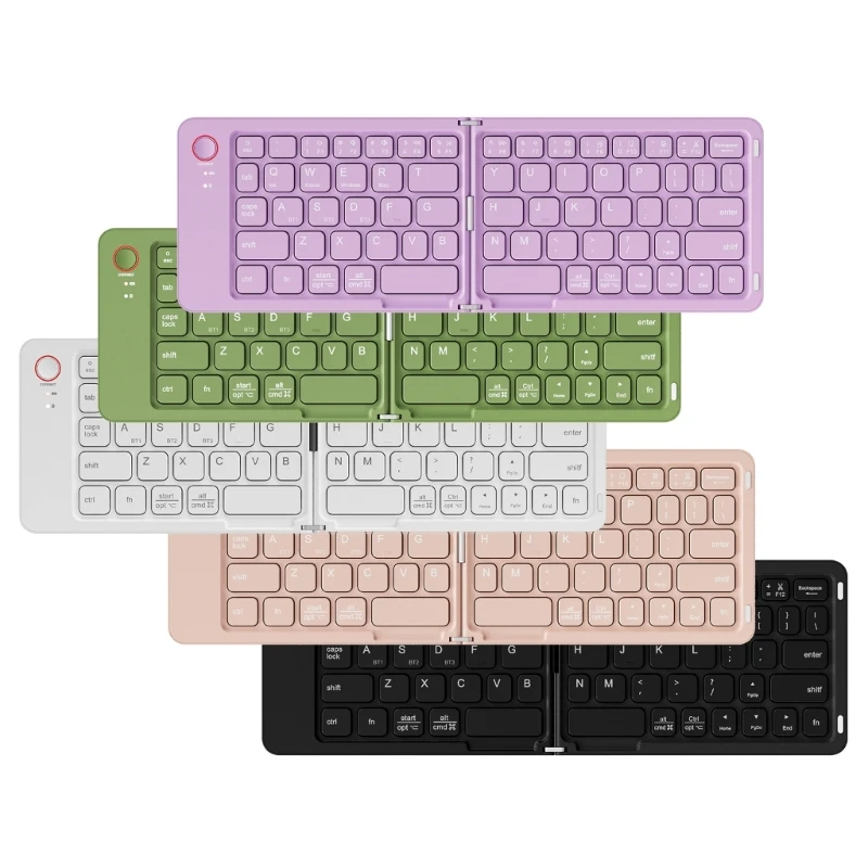 Rechargeable Wireless Keyboard Foldable Keypad Supports 3 Devices Simultaneously