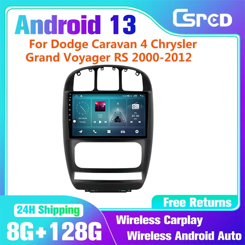 Csred 4G SIM Android 13 Auto Radio For Dodge Caravan 4 Chrysler Grand Voyager RS 2000-2012 Car Multimedia Player GPS Navigation