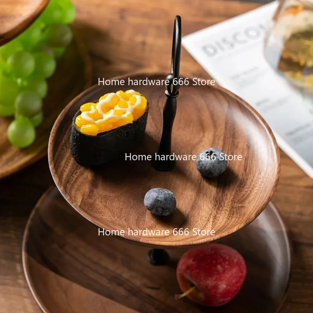 Black Walnut Multi-layer Candy Tray, Solid Wood Display Tray, Walnut Three-layer Dried Fruit Cake Tray