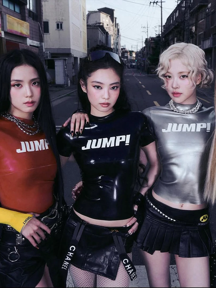 ซิสเตอร์ลินดาฤดูร้อนเทรนด์ใหม่เสื้อยืดผู้หญิงพิมพ์ลายสะท้อนแสงแขนสั้นสาวฮอตสตรีทสไตล์เสื้อครอป