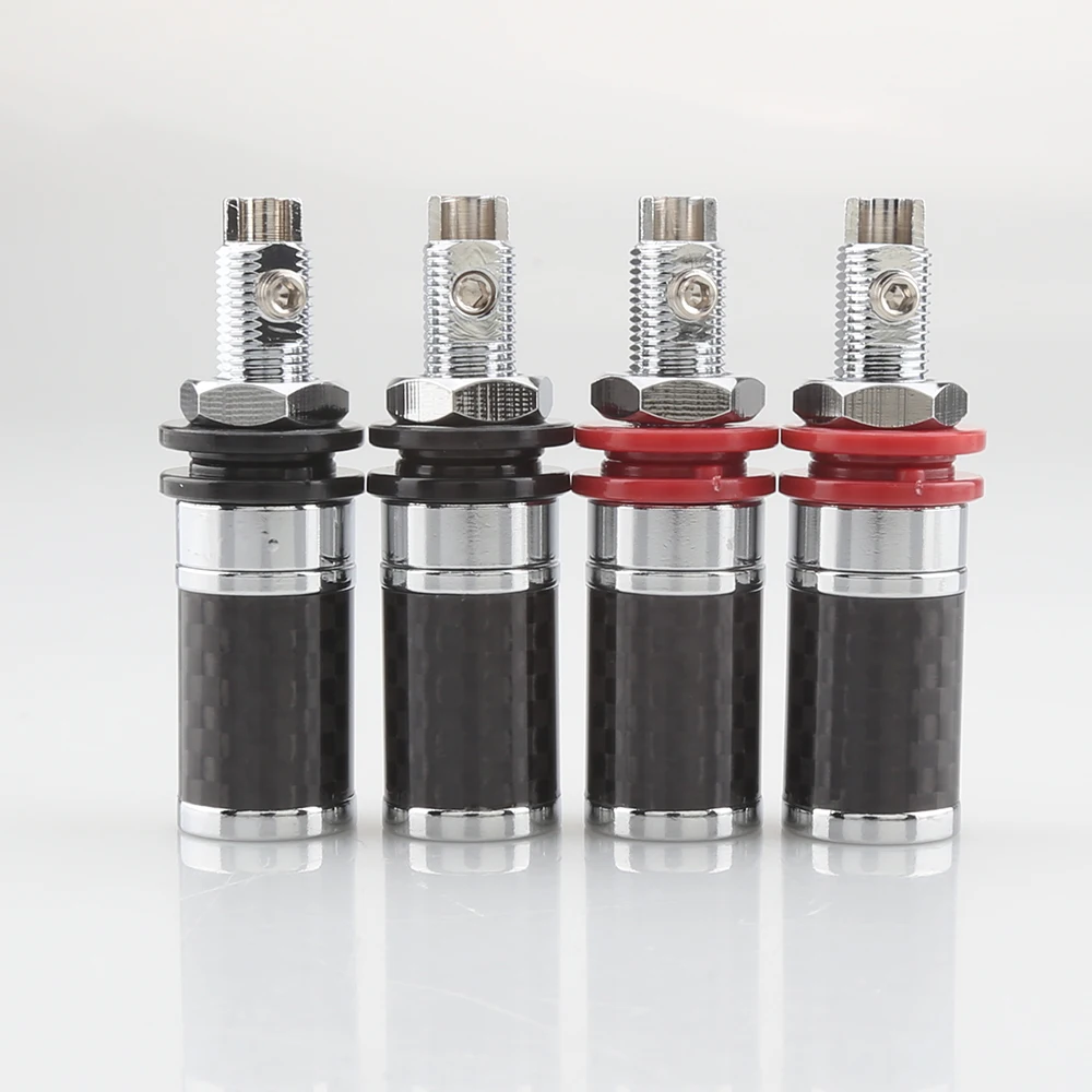 4Pcs Audiocrast CF45G/R คาร์บอนไฟเบอร์ Binding โพสต์ทอง/โรเดียมชุบ Terminal กล้วยปลั๊กแจ็คภายใน line Interface