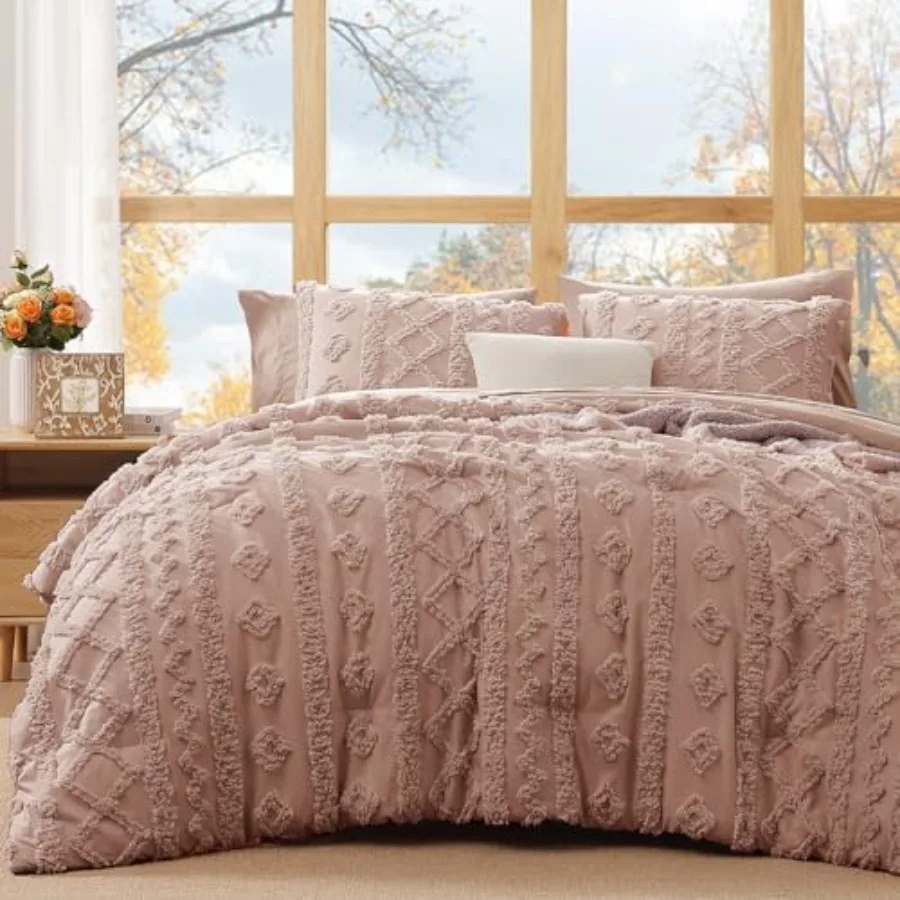 

Comforter Set with Sheets - 7 Pieces Tufted Bed in a Bag Shabby Chic Bedding Sets with 1 Comforter, 2 Sheets, 2 Pillowcases and