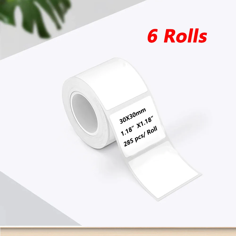 1~6 Rolls Heat sensitive Adhesive label paper small roll core portable Handheld printer B11/M322/M110/M220/M3/M108/M200 30x30mm