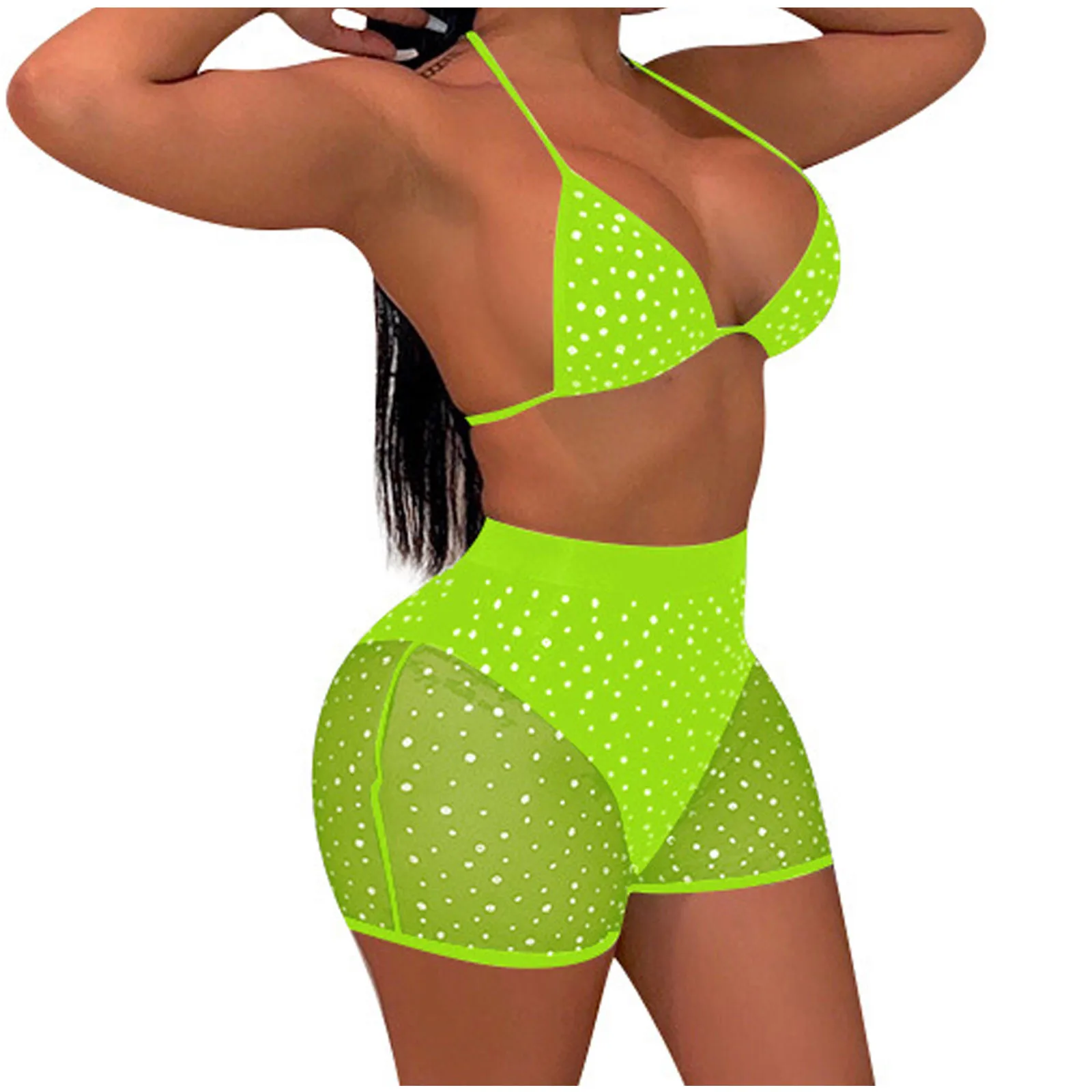 

Push-Up Womens Beachwear Mesh Set Swimwear Bikini Pad Shorts Swimsuit Sequins Swimwears Tankinis Set Swimwears micro