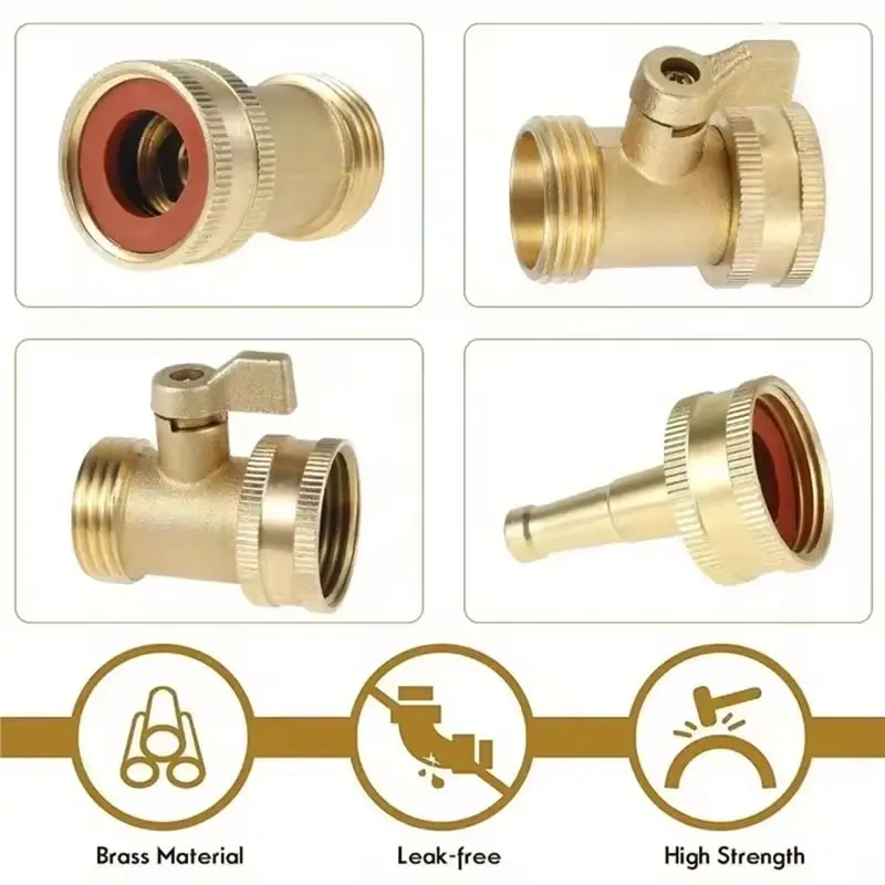 A67M-Brass For Garden And Car Washing Water Sprayer Nozzle Set For High Pressure Hose Including Shut Off Valve