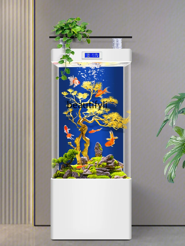 

Vertical Integrated Fish Tank Living Room Home Aquarium Lazy Change Water Fish Globe