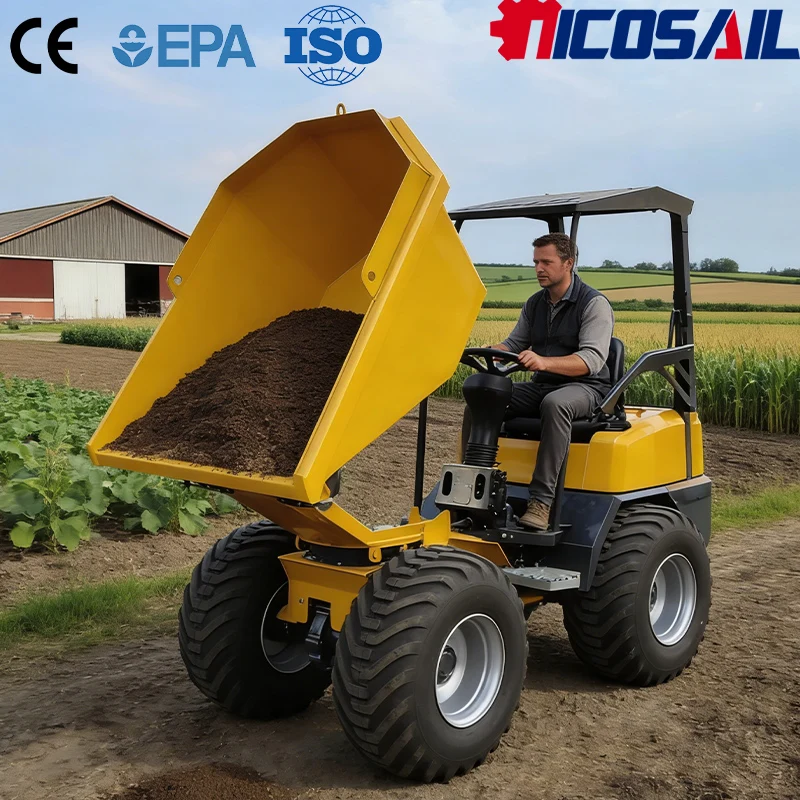 

Nicosail D130 1560kg Mini Dumper CE Certified Hydraulic Tipping Compact Small Dumper for Farm Garden Construction