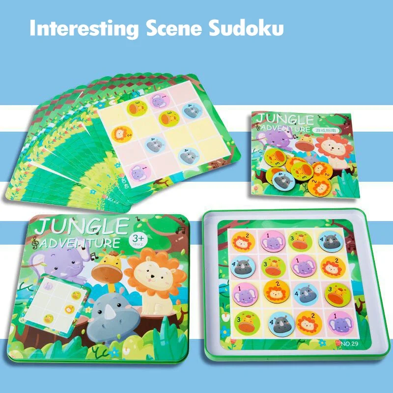 Crianças montessori pensando sudoku brinquedos quebra-cabeça magnético caixa de lata viagem educação precoce número jogos de tabuleiro sensorial
