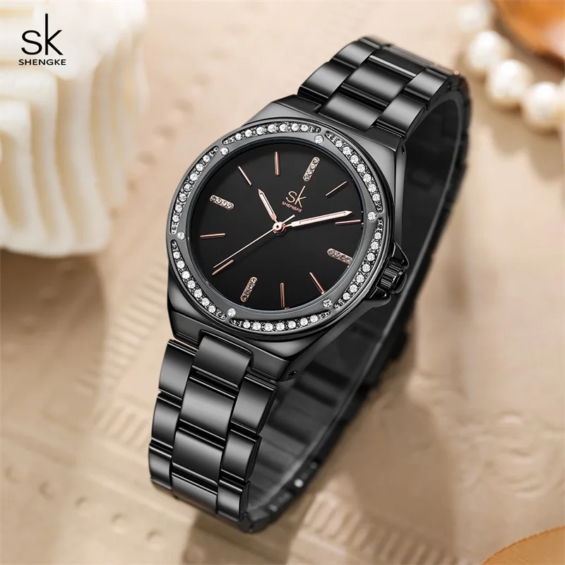 Shengke New Arrival Fashion Women\'s Quartz Watches Top Luxury Diamond Ladies Wristwatches Best Brand Gifts HM Relógios Femininos