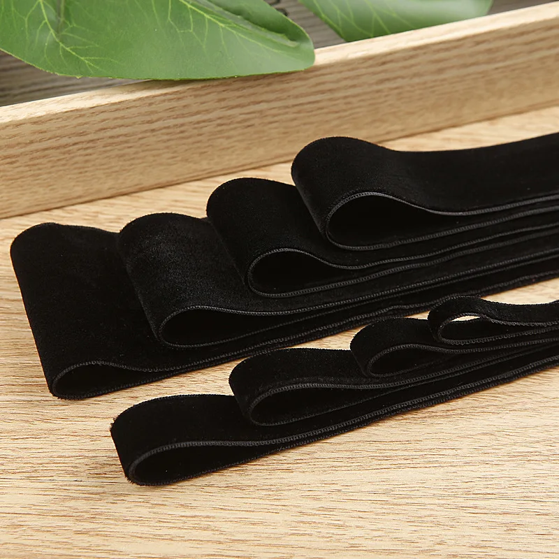 Dwustronna aksamitna wstążka czarna szeroka 6mm 9mm 12mm 16mmm 20mm 25mm 38mm 50mm DIY do włosów Bowknot pakowanie prezentów odzież akcesoria