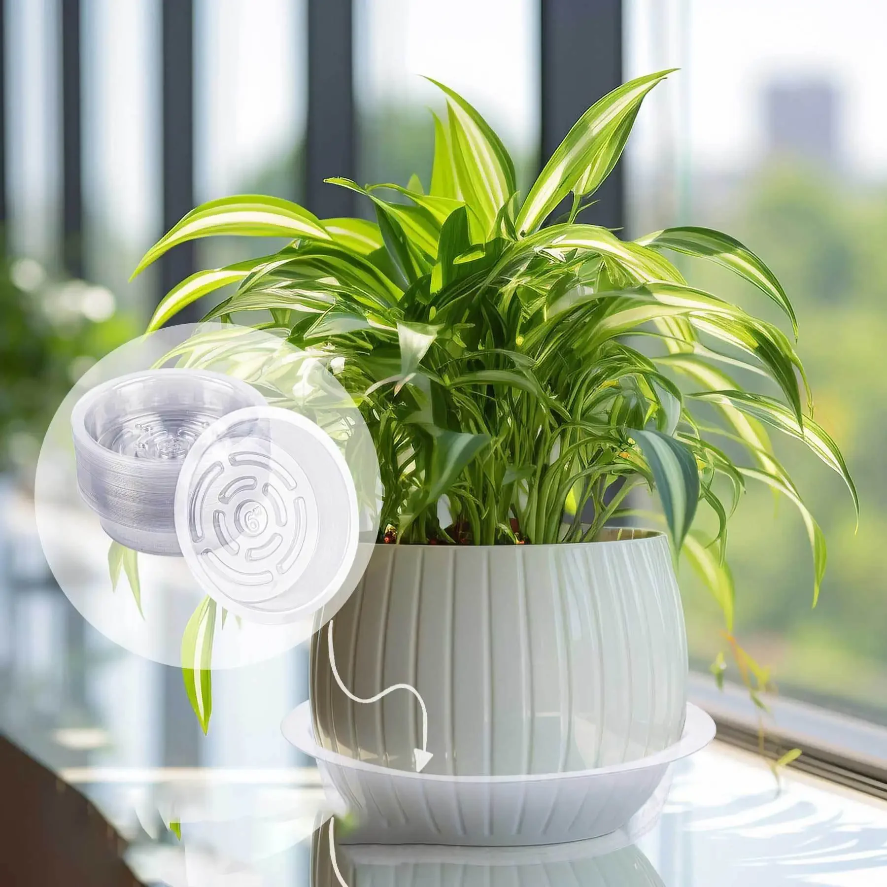 20/30/50Pcs 6 Inch Clear Plastic Plant Saucers Durable Drip Trays Plates for Indoor Outdoor Garden Flower Lawn Gardening Lovers