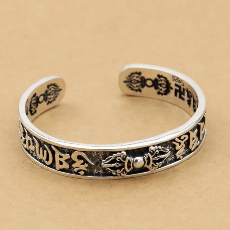 

Vintage Personalized Wholesale Opening Fashionable Pure Silver Diamond Stick Bracelet for Men Personalized Silver Jewelry Six Ch