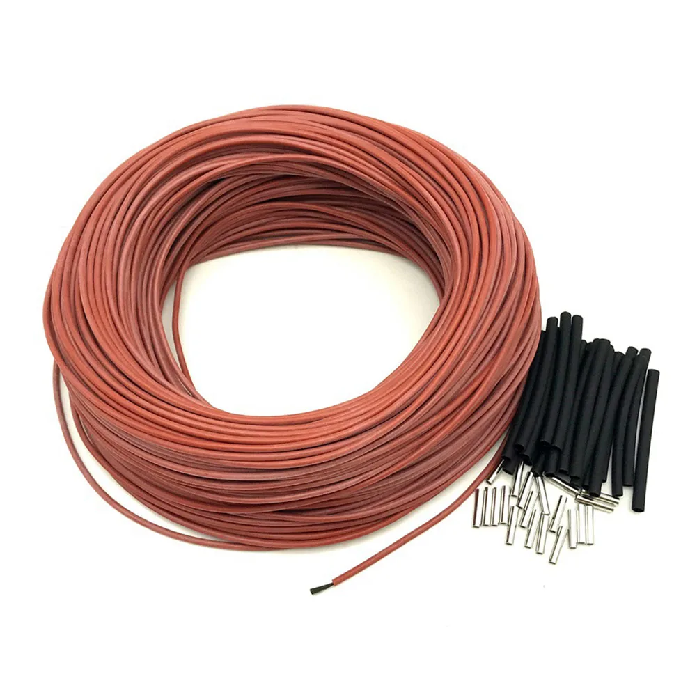 6K Heating Wire Floor Cable 20/30/50/100M 200degree 3000V 8UM-18UM Infrared Silicone Rubber High Energy Efficiency