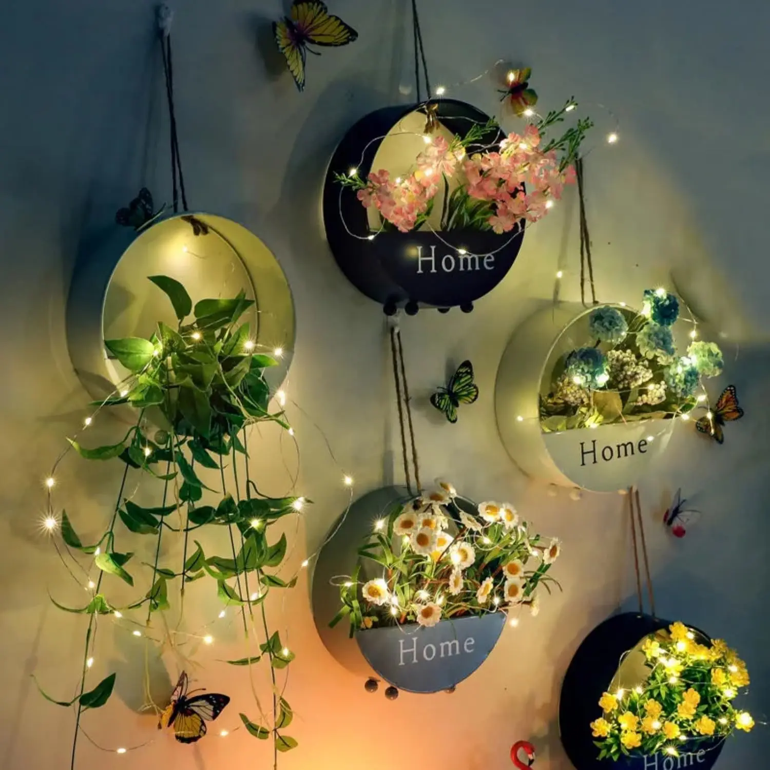1pc Rounded Iron Craft Flowerpot Wall Hanging Decor for Indoor Plants Simple Elegant Design for Home Decoration and Gardening