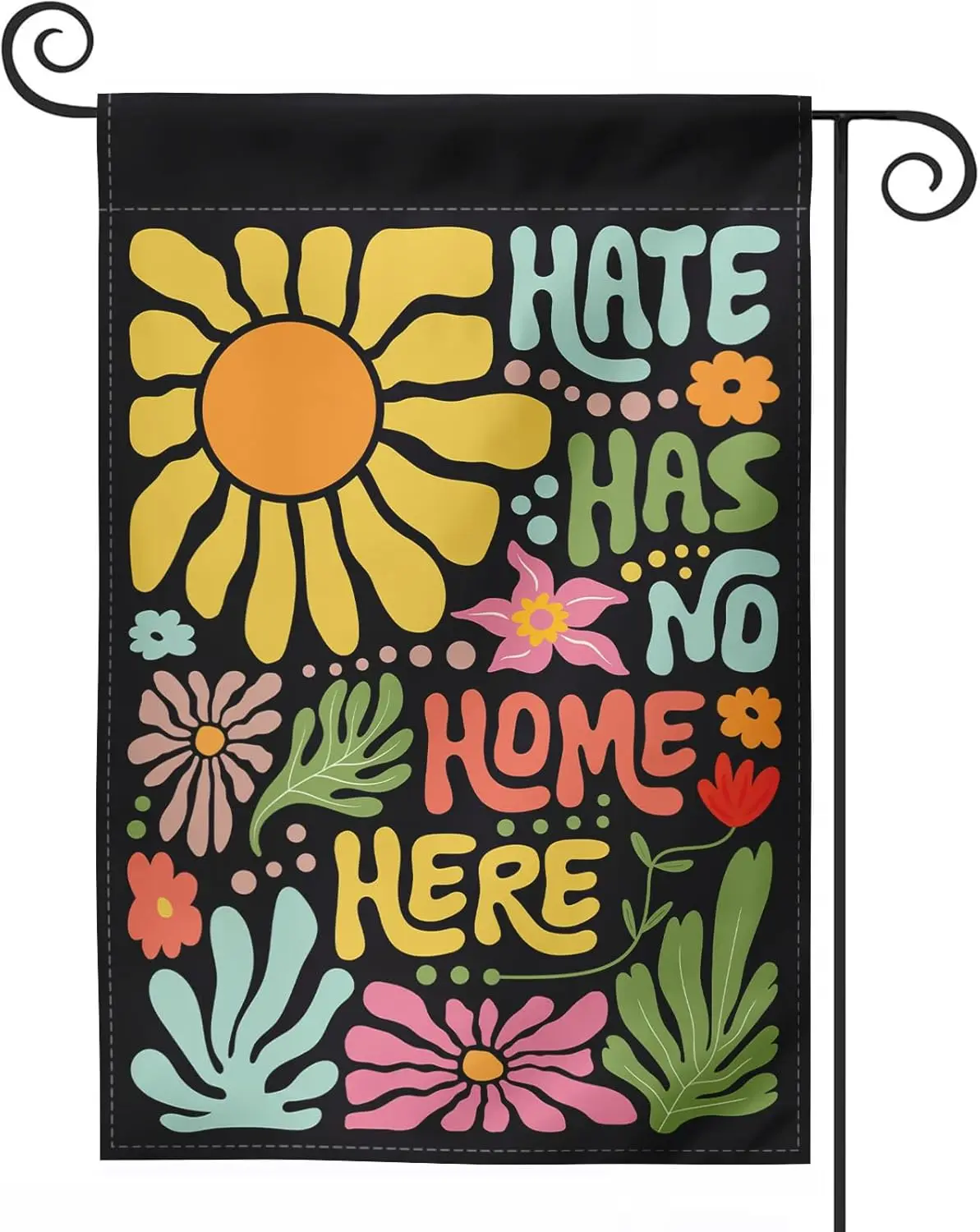 Hate Has No Home Here Garden Flag 12x18 Inches - Double Sided, Fade-Resistant Polyester, Yard Decoration for Front Porch, La SSL