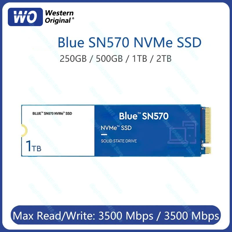 

Внутренний твердотельный накопитель для ноутбуков и ПК Western Digital WD Blue SN570 NVMe 2 ТБ 1 ТБ 500 Гб 250 ГБ SSD PCIe3.0 * 4 M.2 2280