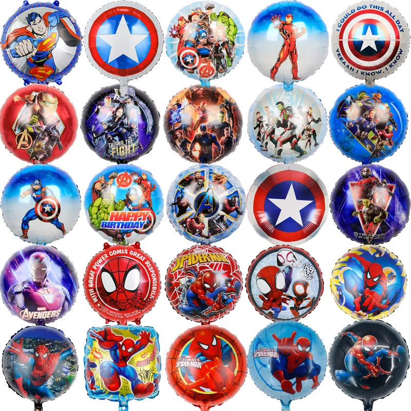 

50pcs 18inch Spiderman Iron Man Foil Balloon The Avengers Hero Happy Birthday Party Decoration Baby Shower Kids Air Globos