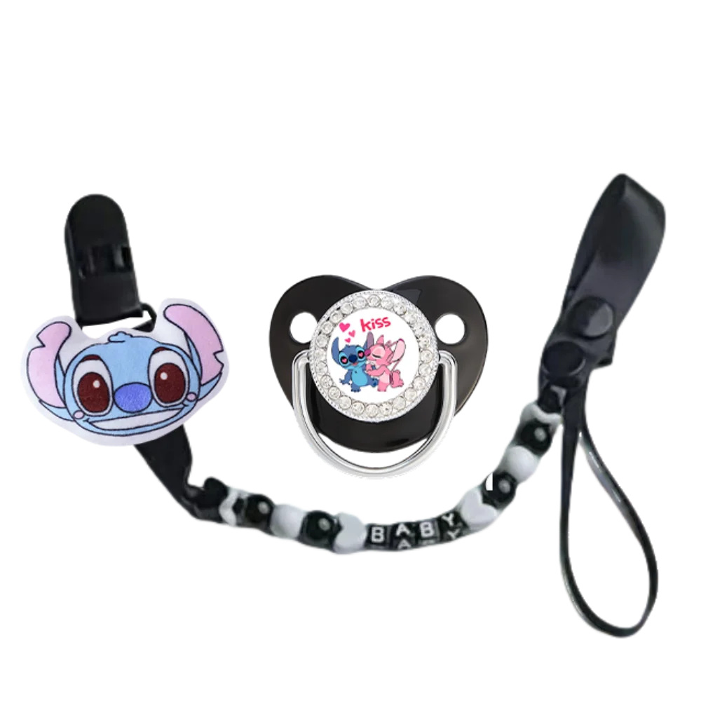

Bling Baby pacifier Set Elegant Luxury Style Baby Play Mouth with Chain Clip Gift for Newborn Feeding Cartoon Print Comforting