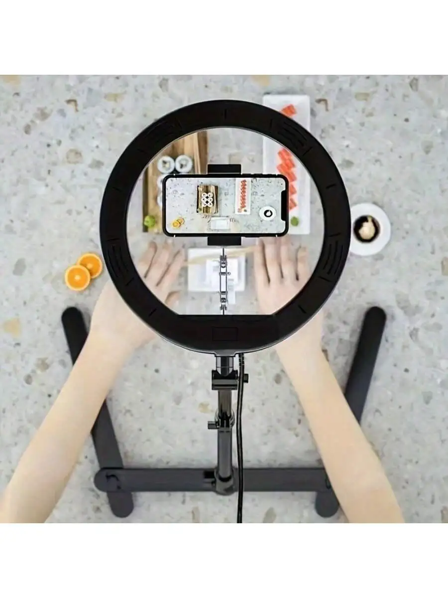 Lumière de remplissage annulaire de 10 pouces + support sur rack aérien, anneau lumineux LED à intensité variable