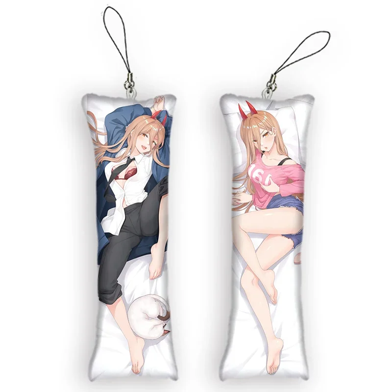 Power Makima   Mini Keychain Anime Chainsaw Man Double Side Print Small Pillow Pendant Cute Otaku Keychain Bag Ornament