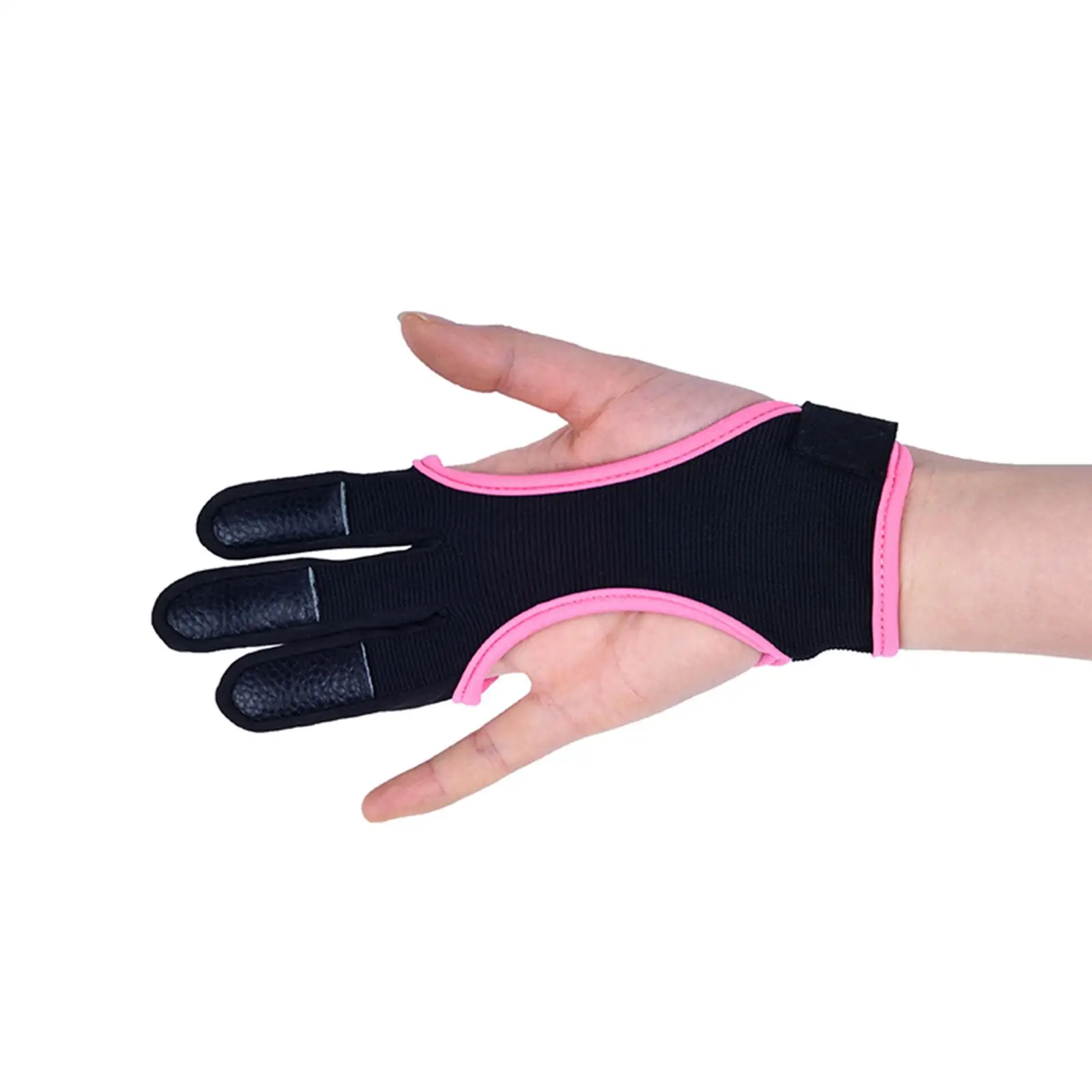 Three Fingers Archery Glove Hunting Shooting Pad Durable Nylon Leather Protector for Compound Bow