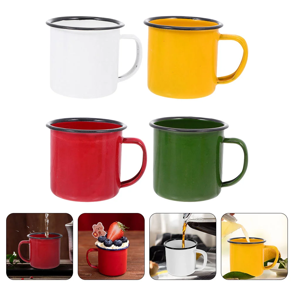 

4 Pcs Retro Enamel Mug Water Cup Coffee Espresso Old Style Vintage Travel Tea Home