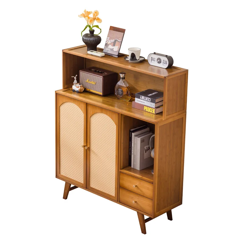 Retro style solid wood wine cabinet, living room, home dining side locker, Nordic wall storage, tea cabinet storage cabinet