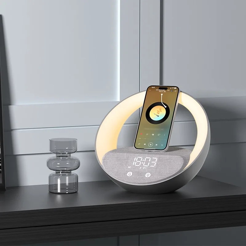 5 in 1 multi-function wireless charging bluetooth audio night light bedside bedroom gift speaker